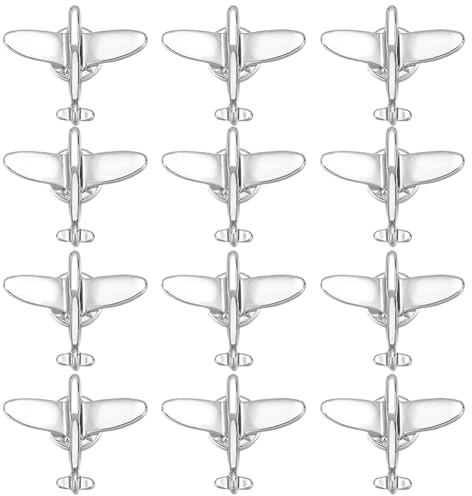 PH PandaHall 12pz Spilla Aereo Spille a Forma di Aeroplano Piccole Spilla Volo Aeromobili Spille Colletto Distintivo per Donne Uomini Zaino Camicia Cappello Borsa Cravatta Abito Accessori, 2.8 x 2.5cm