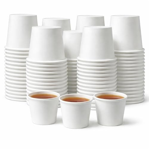 1ABOVE 50 Pack 4 oz White Disposable Paper Cups, 100% Natural and Recyclable Hot and Cold Drink Cups, Perfect for Homes and Office