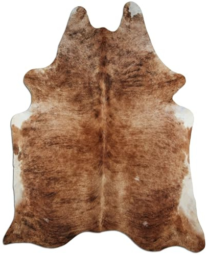 Livorio K329 Tapis en peau de vache - 215 x 180 cm - Marron/noir/blanc - Produit naturel unique en provenance d'Amérique du Sud - Peau de vache véritable - Beige Brindle