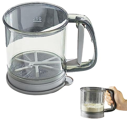 Flour Sifter for Baking,One-Hand Press Baking Sifter with Double-Layer Fine Mesh,for All Baking Flour Powdered Sugar Almond Powder and Cocoa Powder