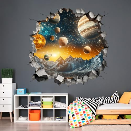 Rymd Väggdekaler, 3D Rymdtema Sovrumstillbehör, Galaxy Dekaler för Tak, Barnrum Väggdekorationer（Stil 1）