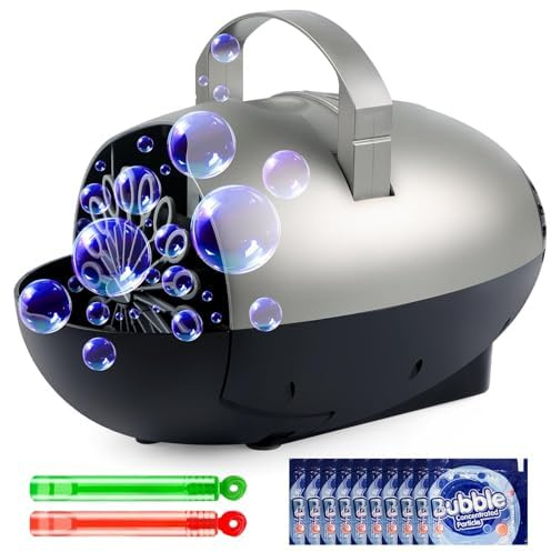 Bubble Machine, USB-C/Batteries Bubble Machine, 3 Bubble Sizes, 2 Speed Settings, 350ml Bubbles Machine with Extendable Handle – for Party Wedding Outdoor Garden