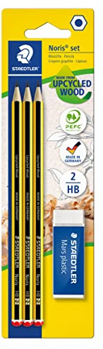 Staedtler 120 R BK3D Crayon Noris 3 ST et Gomme Plastique Mars 1 ST, Carte Blister