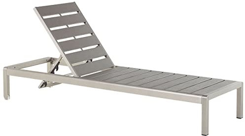 Beliani Praktische Gartenliege Kunstholz verstellbare Rückenlehne grau Nardo