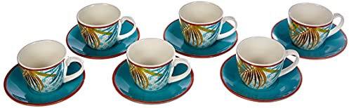 Tognana Jungle - Juego de 6 tazas de café con plato, New Bone China, multicolor