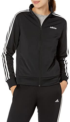 adidas Women’s Essentials 3-stripes Tricot Track Jacket, Black/White, X-Small