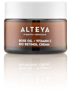Alteya Organic Luminous Rose Bio-Retinol Face Cream – Rose Oil + Vitamin C, 50ml – NaTrue Certified Organic, Brightening + Smoothing, Lightweight Hydration, All Skin Types *NEW FORMULA*