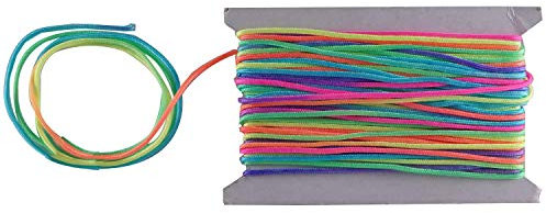 WedDecor Nylon String Trim Cord 1.2mm Paracord Satin Braided Twisted Synthetic Rattail Cords for Chinese knot Beading Jewellery making Macrame, Rainbow, 10 meters