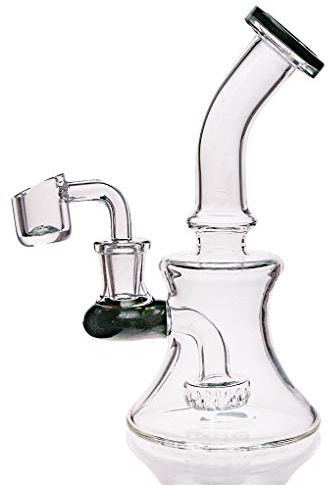 Aoheuo Mini Glas Wasserpfeifen 6 Zoll Recycler Dab Rigs Rauchrohr Perkolator Glas Bong mit 14mm Banger Nagel (Black)