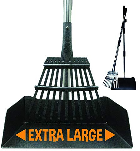 Bodhi Dog Pooper Scooper for Large Dogs - Heavy Duty Metal Poop Scoop w/Long Handle Tray & Rake - Dog Poop Scooper for Yard, Grass, Street, Gravel & Outdoor Areas - Pet Waste Cleanup Tool