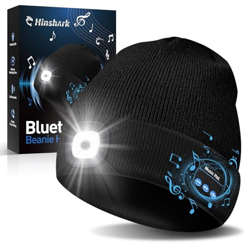 Hinshark Cadeau Homme Femme, LED Bonnet Bluetooth Homme Hiver