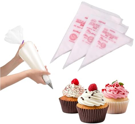 300 stycken spritpåsar, XXL engångsspritpåsar, spritpåsar för tårtor, cupcakes och kakor – utan tyllar, 3 olika storlekar – piping-påsar