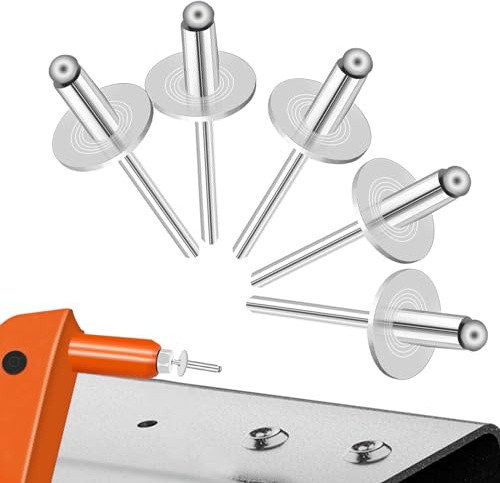 Sunxeke 100pcs Aluminum Large Flange Blind Rivets,3/16 x 1/2, Flange Diameter 5/8 (16 mm), Pop Rivets Assortment Kit Blind Rivet by Bolt Dropper, Grip Range(4.8-8mm)