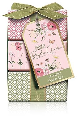 Baylis & Harding Royale Garden Rose, Poppy & Vanilla Luxury Wrapped Soaps Gift Set (Pack of 1) - Vegan Friendly
