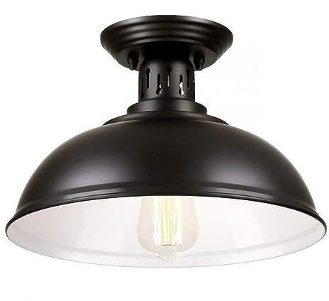 SHUANGZ Plafonnier Au Fini Noir Farmhouse Suspension De Style Industriel E27 Luminaire Semi-encastré Applique Murale Pays Vintage Cuisine De Bar Loft Rétro Industriel