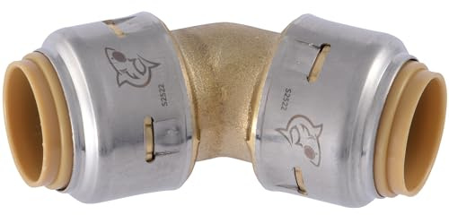 SharkBite Max 1/2 Inch 45 Degree Elbow, Push to Connect Brass Plumbing Fitting, PEX Pipe, Copper, CPVC, PE-RT, HDPE, UR648A