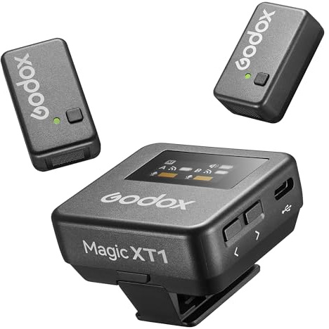 Godox Microfono lavalier wireless per iPhone/Android/fotocamera/PC/laptop con Lightning/USB-C/Plug, 48KHz 24Bit, cancellazione del rumore per registrazione video, Vlog, YouTube, TikTok【Potente】