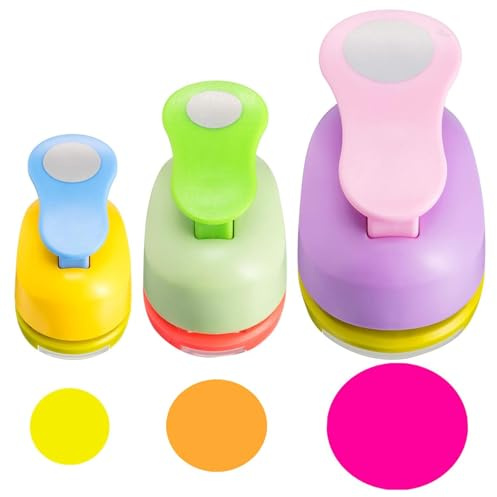 3 Pack Circle Punch, Circle Cutters for Crafting, 8mm 15mm 25mm, DIY Embossing Punches, Scrapbooking Machine, Paper Cutting Hole Punch, Rounder Cutter (Random Color)