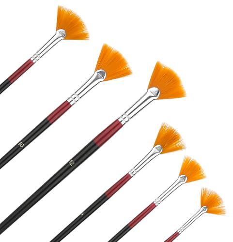 Fächerpinsel Acryl 6 Stück Künstlerpinsel Malen Pinsel Set Künstler Pinsel Nylon Fächerpinsel-Set für Kunst Acryl Aquarell Ölgemälde Gouache und Landschaftsmalerei zum Füllen und Mischen für Anfänger