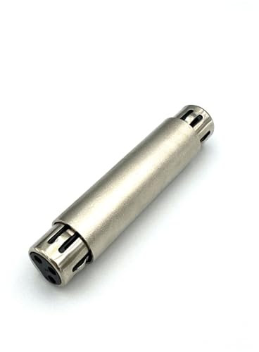 Qczhiwen XLR Female to Female Adapter 2Pcs XLR 3 Pin Female to 3 Pin Female Connector Microphone Line Adapter 3 Pole Female to Female Cable Adapter Gender Changer Coupler Mic Barrel Extension, Silver