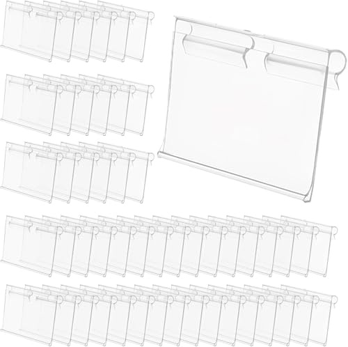 FLULPZU 30Pcs Clear Plastic Label Holders - Sign Display Holder Price Tag Label Clip for Retail Price Ticket Tagging