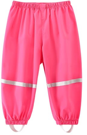 Dioshak Pantaloni Impermeabili Ragazza Bambini Sopra Pantaloni Antipioggia Antivento Pantaloni da Fango non Imbottiti Traspiranti Leggeri Riflettenti Copripantaloni Autunno Ciclismo per 5-6 Anni Rosso