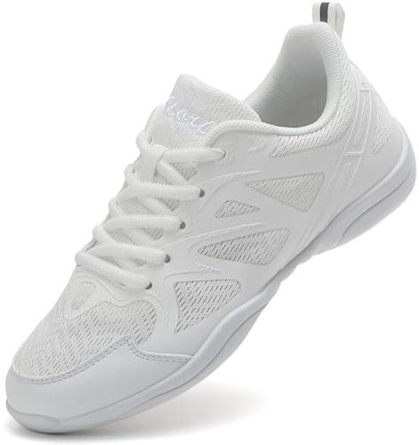 Kvwqoty Cheerleading Baskets de Danse Chaussures de Pom-Pom Girl Cheerleader Chaussure de Danse école Courir Compétition Mode Gymnastique Baskets Blanc 38
