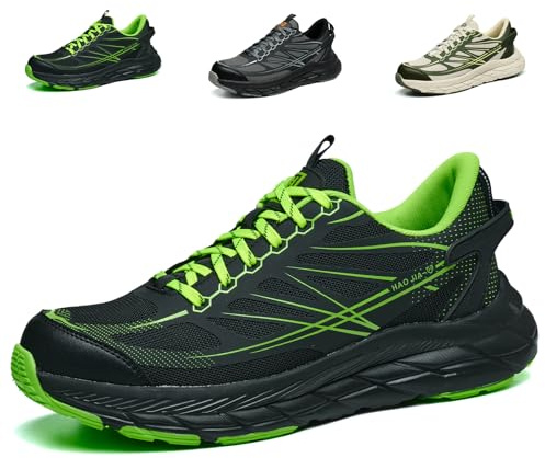 Scarpe Antinfortunistiche Uomo Leggere Estive Scarpe da Lavoro Donna Antiscivolo Transpirabile Comode Scarpe di Sicurezza con Punta di Acciaio, Verde, 38 EU