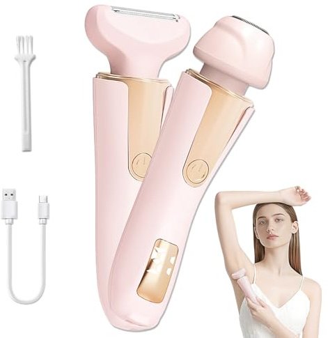 Maquinilla de afeitar eléctrica para mujer, 2 en 1, afeitadora íntima para mujer con pantalla LCD, recortadora de bikini recargable, zona íntima, resistente al agua, en húmedo y seco, afeitadora para