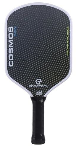 Cosmos Spin | Edgetech Pickleball 16mm Paddle | Dual Layer Surface - Titanium Weave Base - T700 Raw Carbon Fiber Surface | Orbit Grooves for Control and Spin | Space Propulsion Honeycomb PP Core