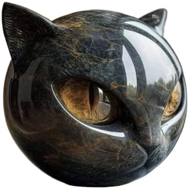 Statua Del Gatto Nero - Scultura In Resina Nera A Forma Di Testa Di Gatto - Bellissimo Significato, Adatto Come Regalo per Amici E Amanti Dei Gatti, Adatto per Librerie, Ingressi, Soggiorni, Uffici