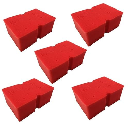 Compatible con esponja de rejilla espuma suave duradera corte transversal grande, sin enjuague, absorbente, fácil agarre, antirayaduras, herramientas lavado autos(5 Red Sponges)