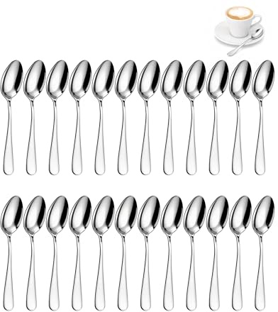 24 Stück Teelöffel Set, Kaffeelöffel Edelstahl, 13,5 cm Kleine Löffel Edelstahl, Espressolöffel,Praktisches Teelöffel Set für den Haushalt, Küche und Restaurant, glatte Kanten, spülmaschinenfest