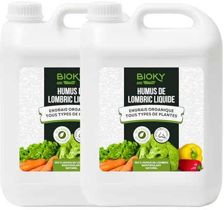 Humus liquido per vermi 2 x 5 l - Fertilizzante universale altamente concentrato 5 ml/l | + 50% materia organica - Fertilizzante liquido per piante - 100% puro e organico, senza residui
