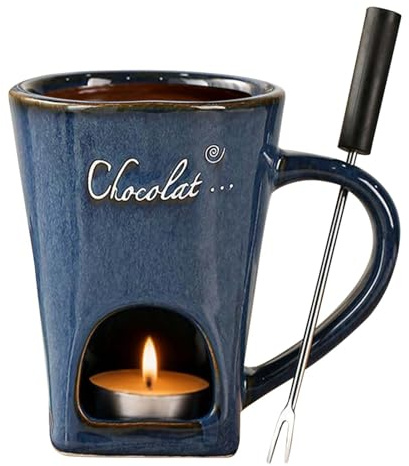 Generisk chokladfondue-mugg – bärbar värmare – chokladfondue-set med söt, för hushåll, restaurang, camping, fest