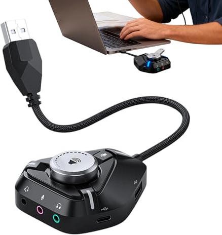 USB-ljudkort för PC, typ C extern ljudadapter | 3,5 mm jack USB-headsets-adapter – för volymkontroll mikrofon högtalare studio gitarr musikinspelning streaming