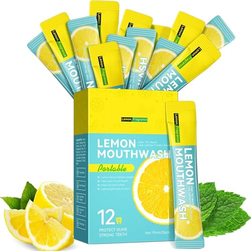 Enjuague bucal 10 ml × 20 unidades, desechable y portátil, respira fresca, protege los dientes y limpia el cuidado bucal, práctico para viajar (limón)