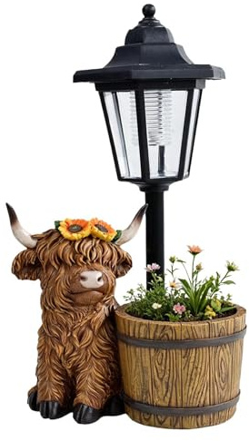 Vaso da fiori con luce solare, statuetta a forma di con fioriera, decorazione da giardino a forma di , per giardino, cortile, portico, prato, patio, cortili, portici anteriori, porte
