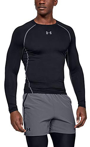 Under Armour UA HeatGear Long Sleeve, Long-Sleeve Functional Shirt, Breathable Long-Sleeve Shirt for Men Men, Black (Black/Steel (001)), S