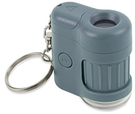 Carson MicroMini 20x Taschenmikroskop und Taschenlupe mit LED- und UV-Licht & praktischem Schlüsselanhänger, Surf Blue (MM-280B)
