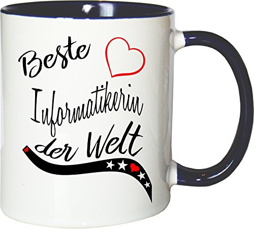Mister Merchandise Becher Tasse Beste Informatikerin der Welt. Kaffee Kaffeetasse liebevoll Bedruckt Beruf Job Arbeit Weiß-Blau