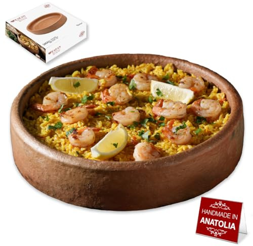 Hakan Natural & Handmade 11.8 in, 2.5 qts Terracotta Pan for Cooking | Authentic Clay Pan, Cazuela Dish, Ancient Mexican Clay Cookware, Earthenware Mud, Pottery Kitchenware, Small