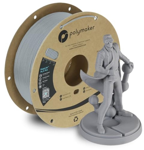 PolyLite PLA PRO 3D-Drucker-Filament, robust und hohe Steifigkeit, graues PLA, 1,75 mm, 1 kg auf Kartonspule