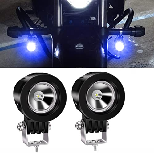 Biqing 2Pcs 10W Feux Antibrouillard LED Moto Bleu,2 Inch Phare Moto LED Feux Additionnels Phares Avant Moto Anti Brouillard Projecteur Spot Etanche pour 12-24V Véhicules Motos Vélos Voitures Camion