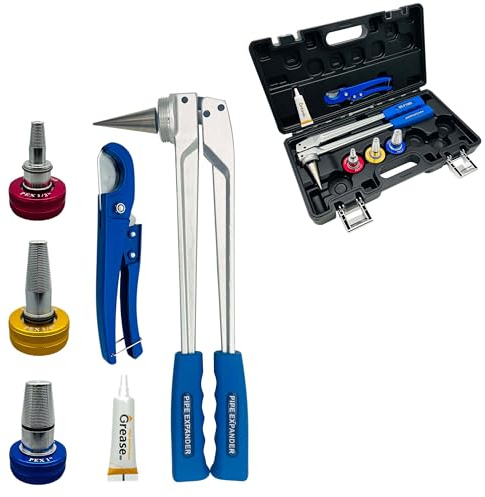 IBOSAD Manual PEX Pipe Expander Tools Kits with 1/2,3/4,1 Expansion Heads suit for Propex Expansion Meets ASTM F1960 Standard PEX Coupling Fitting Radiant Heat