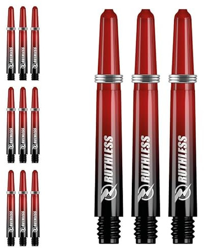 RUTHLESS Deflectagrip Dart-Schäfte aus Polycarbonat, langlebige Schäfte mit Federn in Tweenie-Länge, 40 mm, Schwarz und Rot, 3 Sets (3XS1576)