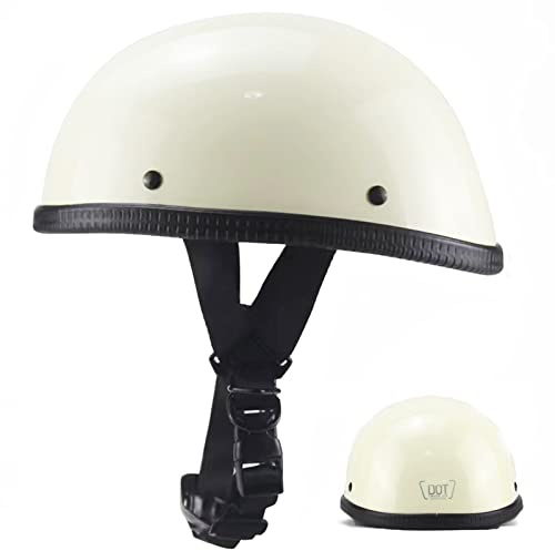 Motorcycle Half Helmet, DOT Approved Adult Men Women Retro Open Face Helmets, Half Shell Helmets for Adults(Matte Eggshell, Large)