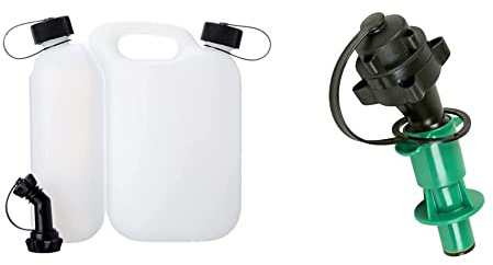 Oregon 562612 Sicherheits-Auslaufrohr f. Kettenhaftöl & Kombi-Kanister für Kraftstoff und Kettenöl, 5L + 3L, Transparent