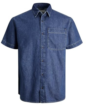 JACK & JONES jeansskjorta för män, bekväm passform, jeansskjorta, Blå denim, XL