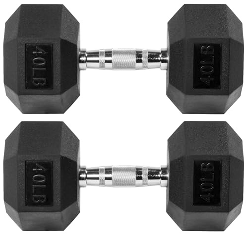 Signature Fitness Manubrio esagonale rivestito in gomma, nero